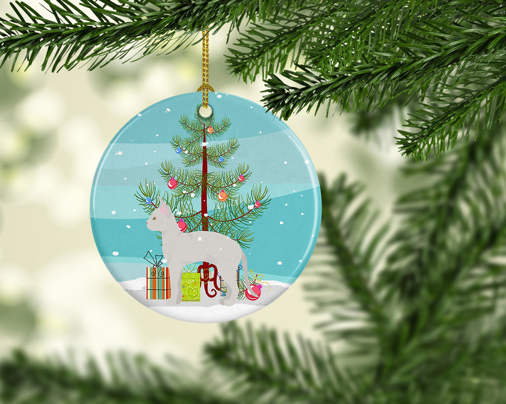 German Rex Cat Christmas Ceramic Ornament