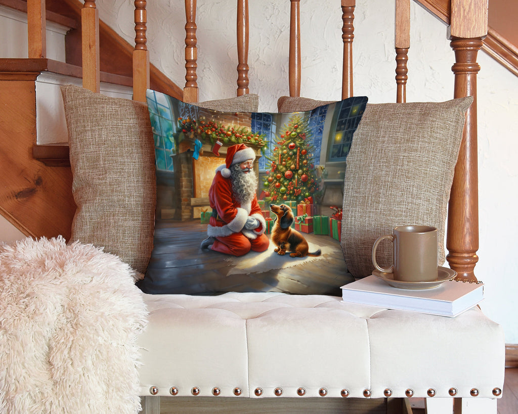 Dachshund and Santa Claus Throw Pillow
