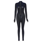 High-Waisted Sheer Bodysuit with Zipper Stripes