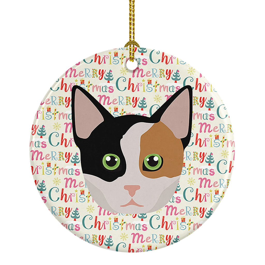 Munchkin Cat Christmas Ceramic Ornament