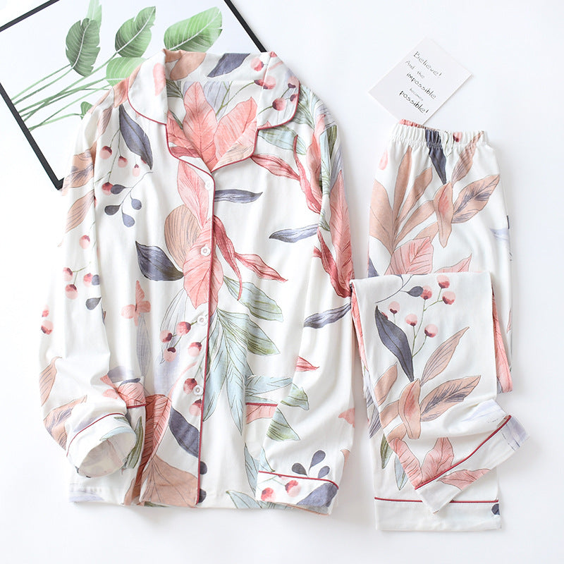 V-Neck Knitted Long-Sleeved Cardigan for Home Wear