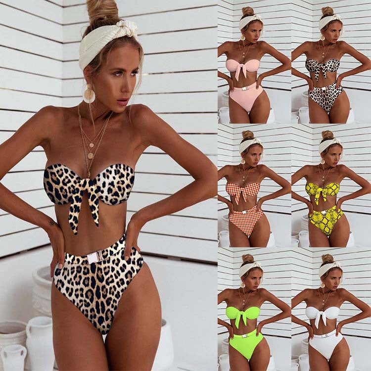 High-Quality Bikini with Metal Clasp and Leopard Print