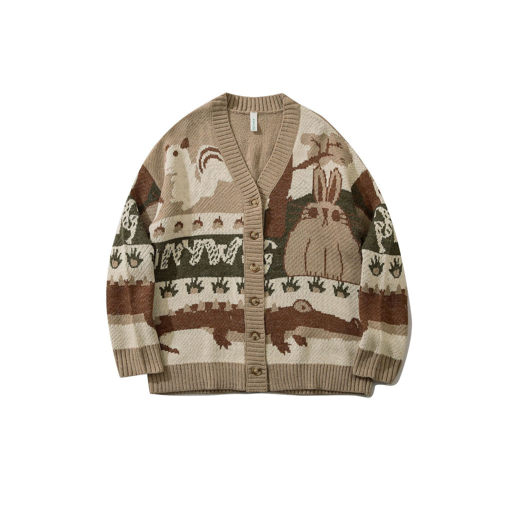 Men's Round Neck Retro Sweater for Autumn and Winter