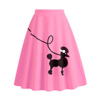 Poodle Print Flared Skirt for Halloween and Christmas