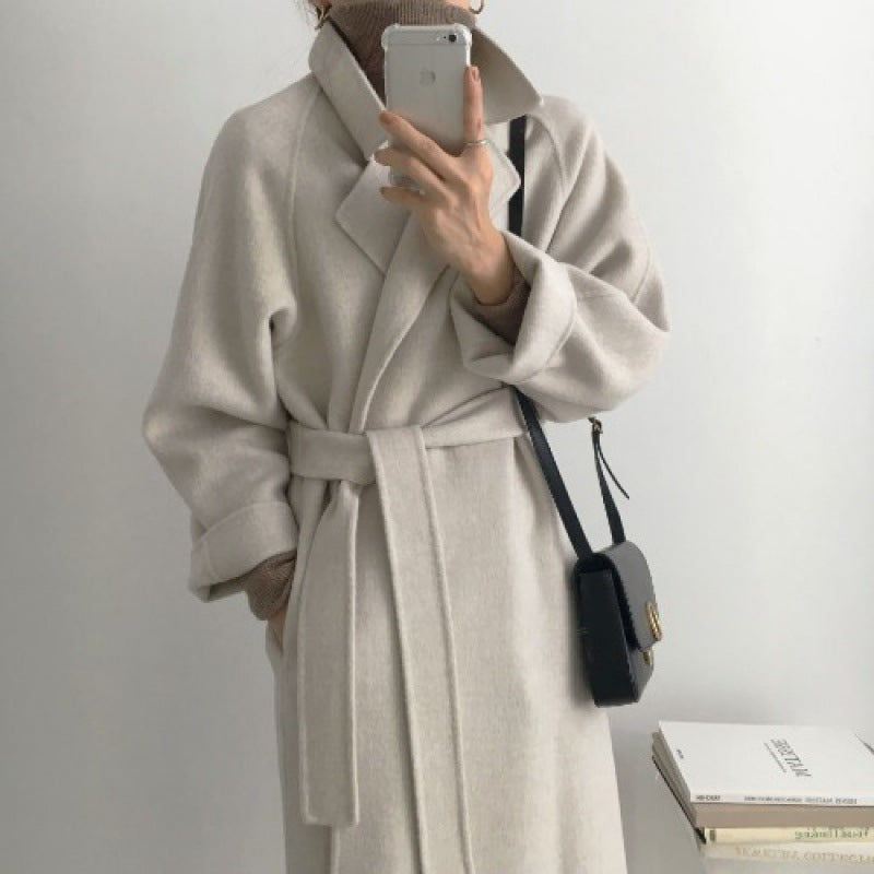 Mid-Length Women's Woolen Coat