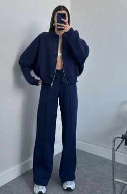 Loose Zip Sweater Casual Trousers Suit
