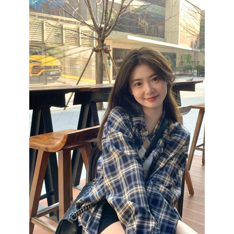 Vintage Loose Long Plaid Women's Shirt Jacket