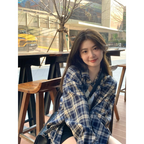 Vintage Loose Long Plaid Women's Shirt Jacket