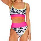 2022 Women's High-Waisted Zebra Print Bikini Set