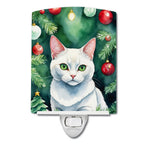 Khao Manee Cat By the Christmas Tree Ceramic Night Light