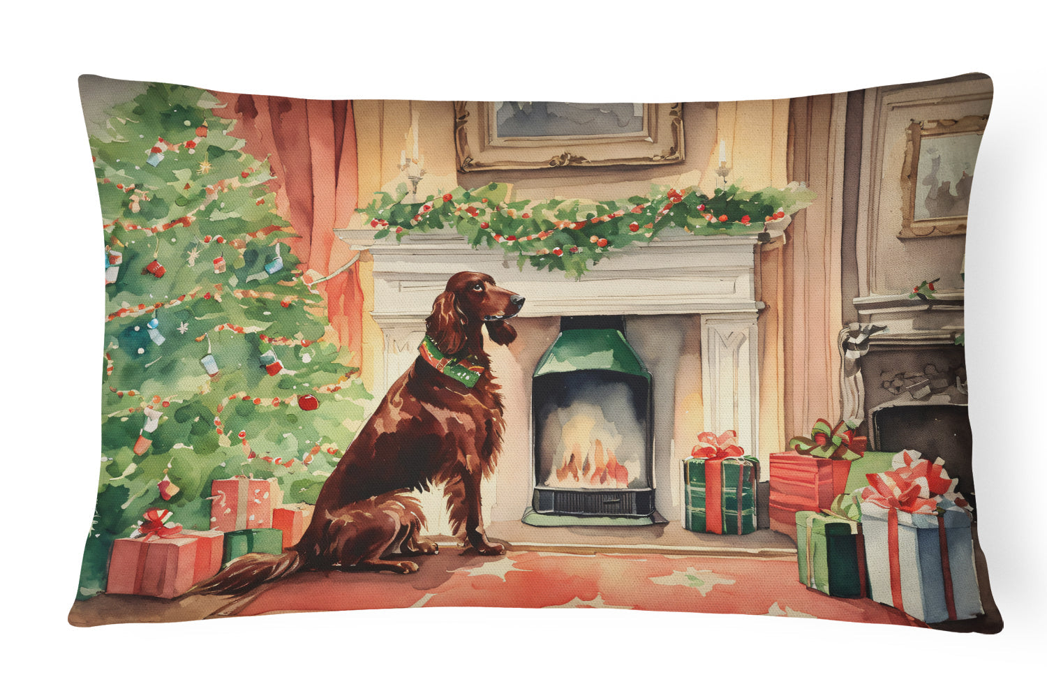 Irish Setter Christmas Throw Pillow