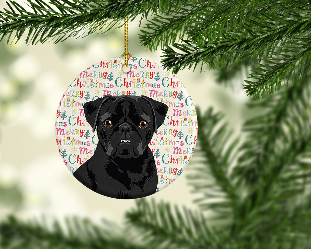 Pug Black #2 Christmas Ceramic Ornament