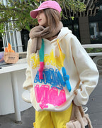Loose Casual Women's Velvet Padded Hooded Sweatshirt | Streetwear
