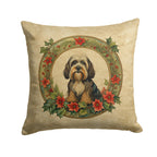 Tibetan Terrier Christmas Flowers Throw Pillow