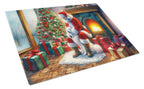 Samoyed and Santa Claus Glass Cutting Board