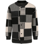 Men's Thick Knit Long Cardigan with Stand Collar