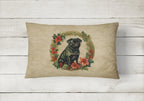 Pug Christmas Flowers Throw Pillow