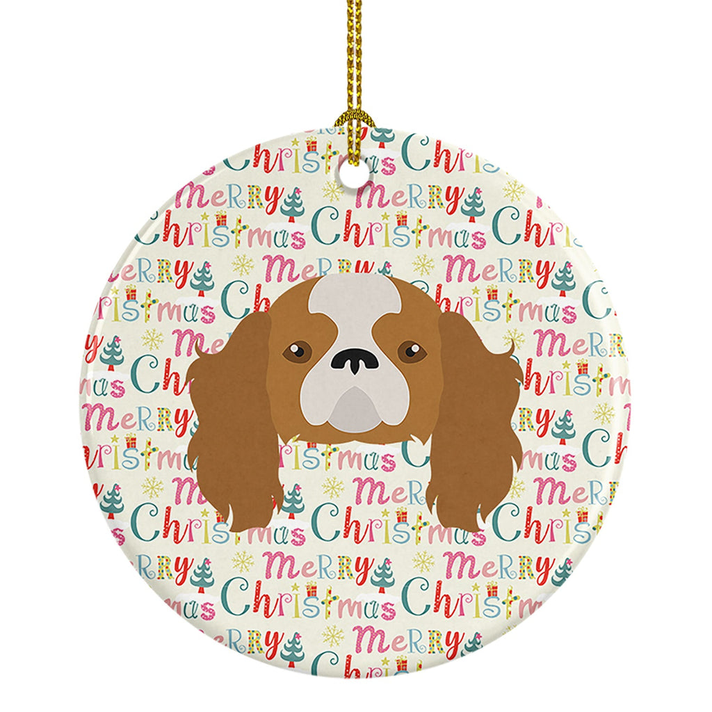 Blenheim Cavalier King Charles Spaniel Merry Christmas Ceramic Ornament