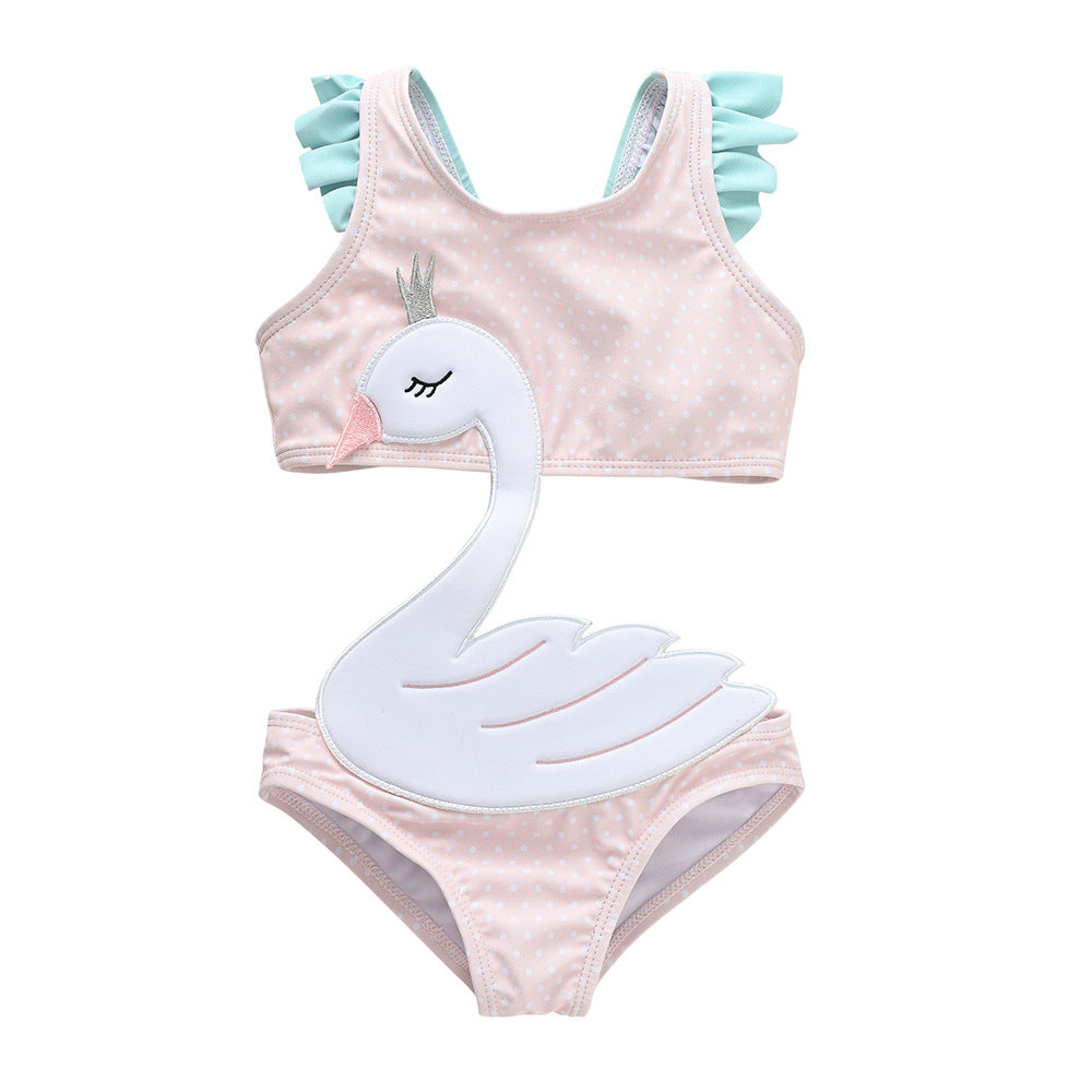 Cute Baby Girls' Whale One-Piece Swimsuit (Ages 1-8)