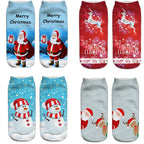 3D Printed Christmas Pattern Women's Boat Socks