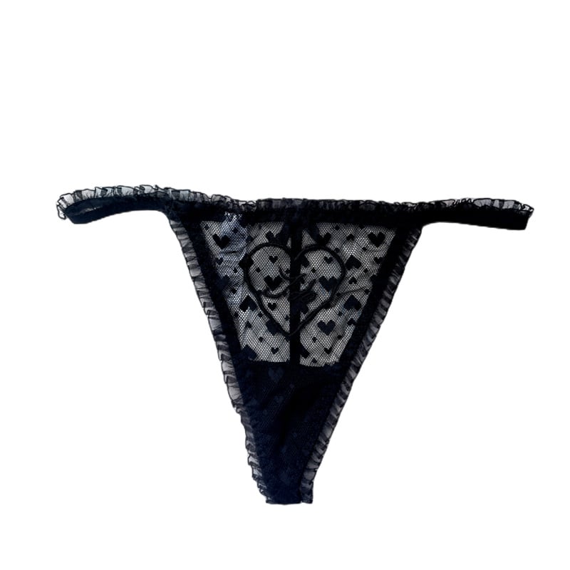 Women's Lace Embroidered Heart Thong
