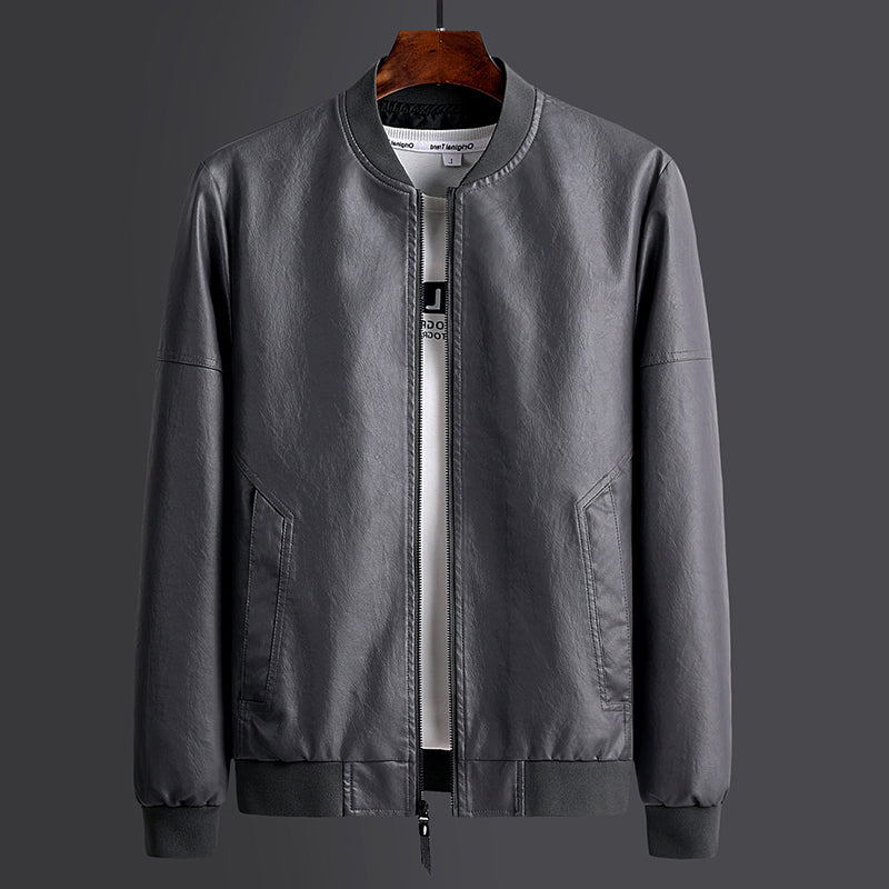 Men's Colorblock PU Leather Motorcycle Jacket