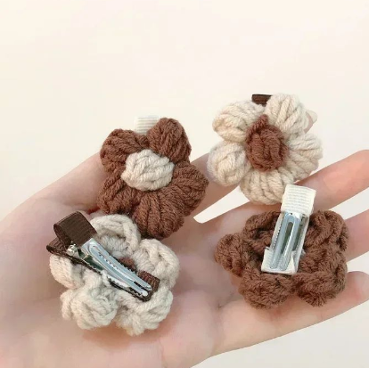 Handmade Wool Knitted Hair Clip for Children