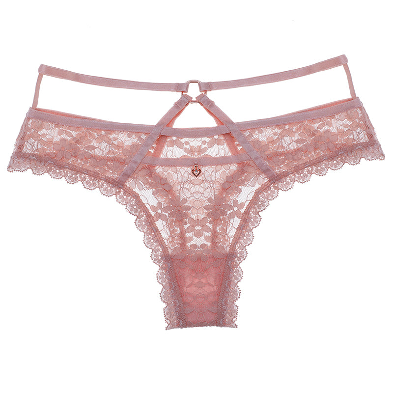 Lace Cross Thong Panties for Women with Cut-Out Design