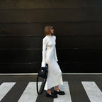 Mid-Length Turtleneck Knitted Skirt
