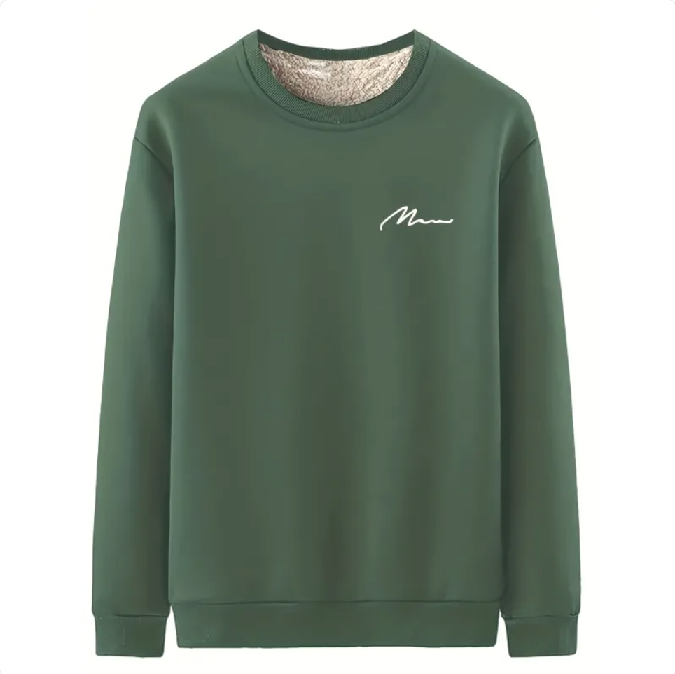 Men's Wool Stretch Printed Long Sleeve Casual T-shirt | Streetwear
