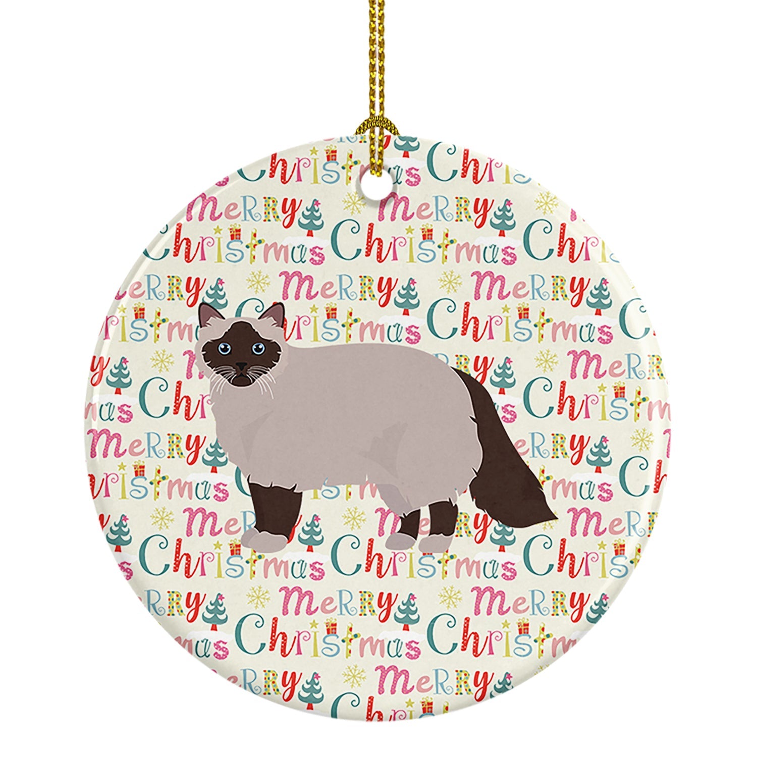 Birman Cat Christmas Ceramic Ornament