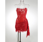 Lace See-through Tube Top Dress