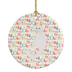 Turkish Angora Cat Christmas Ceramic Ornament