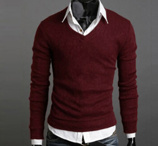 Men's V-Neck Sweater in British Retro Style