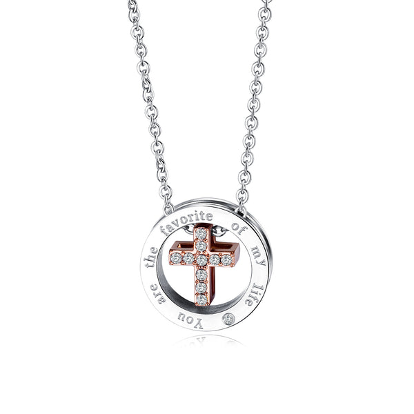 Stylish Titanium Steel Couple Necklace with Cross Pendant