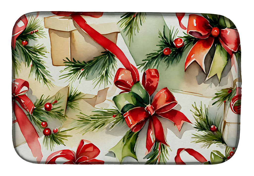 Christmas Bows & Ribbons Dish Drying Mat