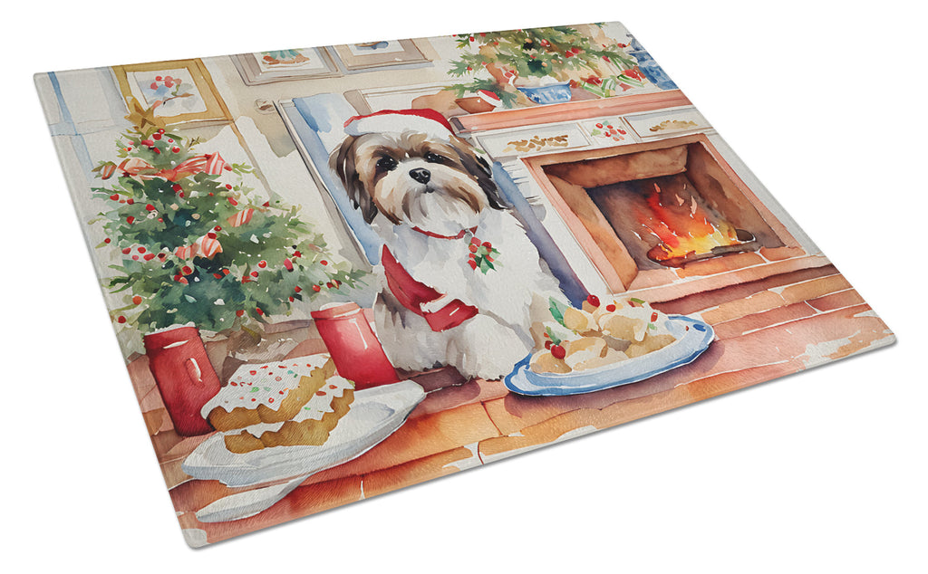 Lhasa Apso Christmas Cookies Glass Cutting Board