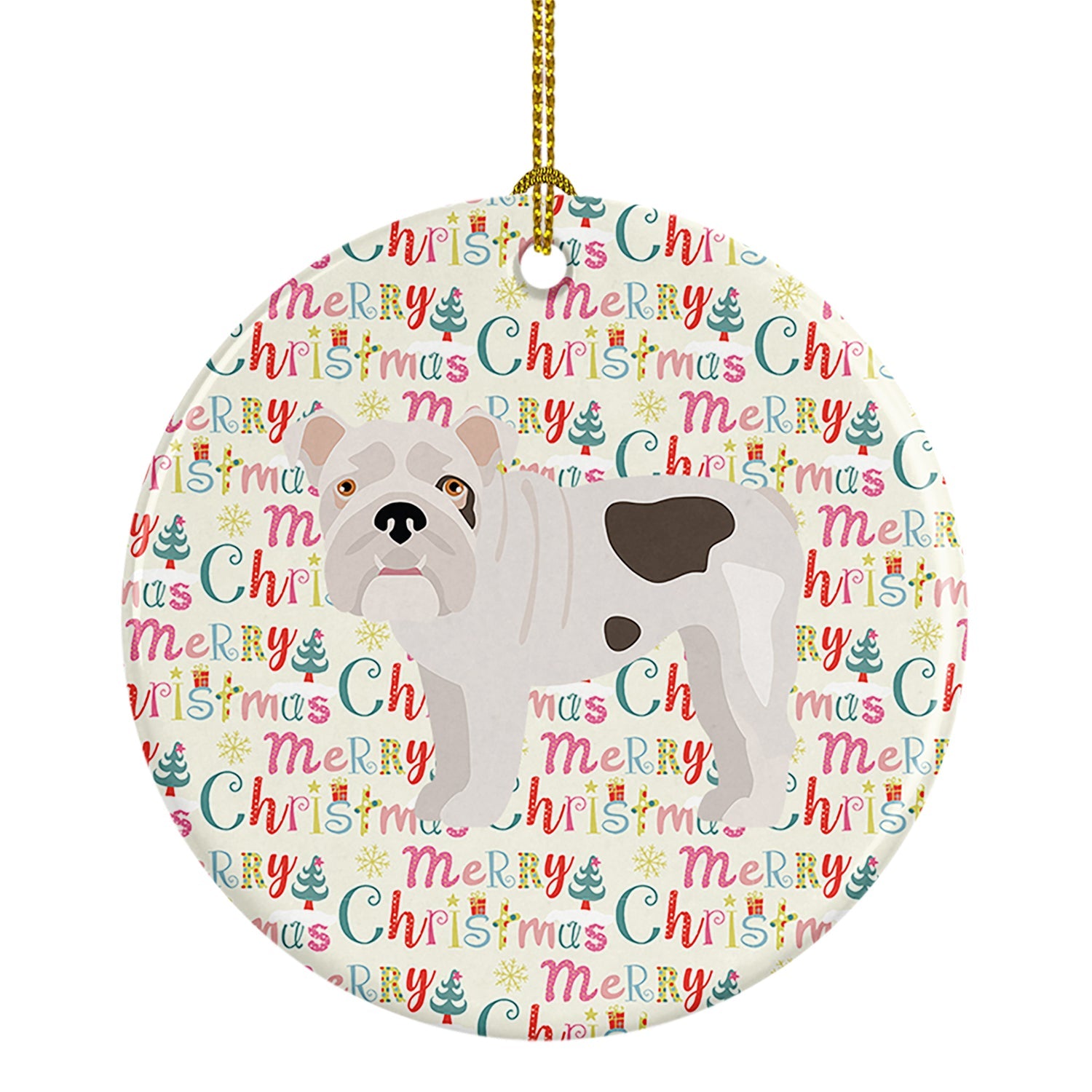 English Bulldog #2 Merry Christmas Ceramic Ornament