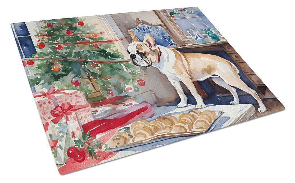 French Bulldog Christmas Cookies Glass Cutting Board
