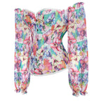 New Long Sleeve Women's Bodysuit Top with Floral Design