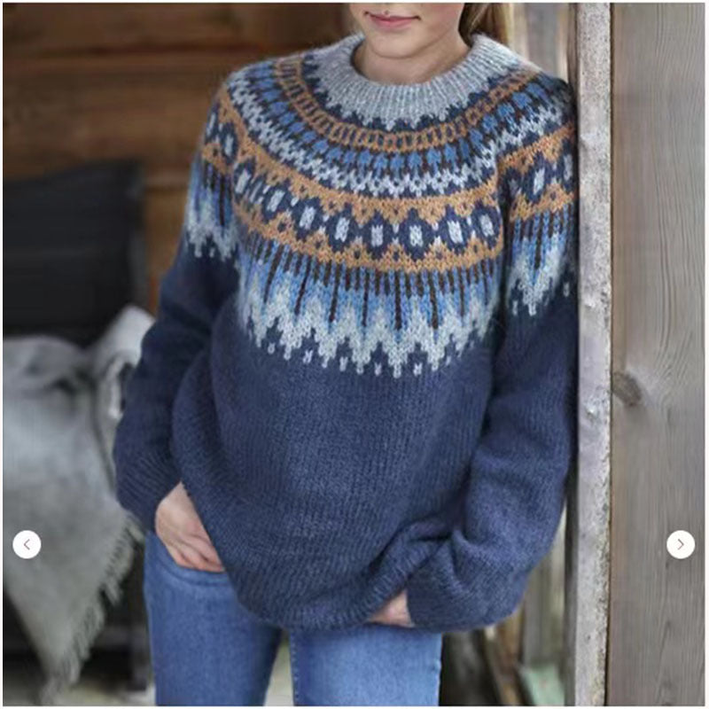 Vintage Floral Knit Sweater for Women - In Stock