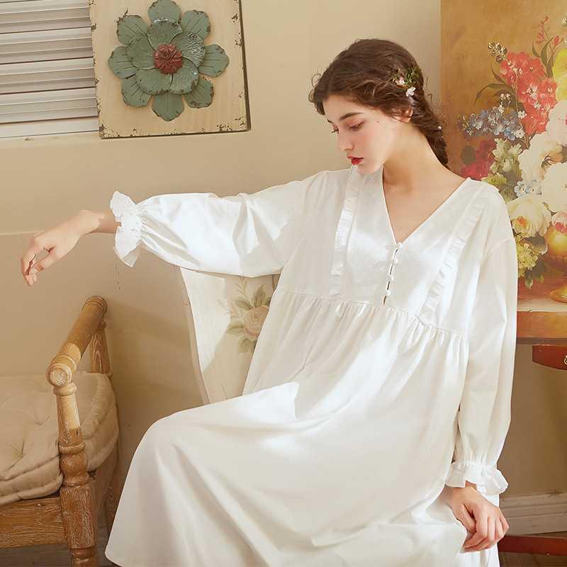 Autumn Winter Women's Loose Long Sleeve Nightgown