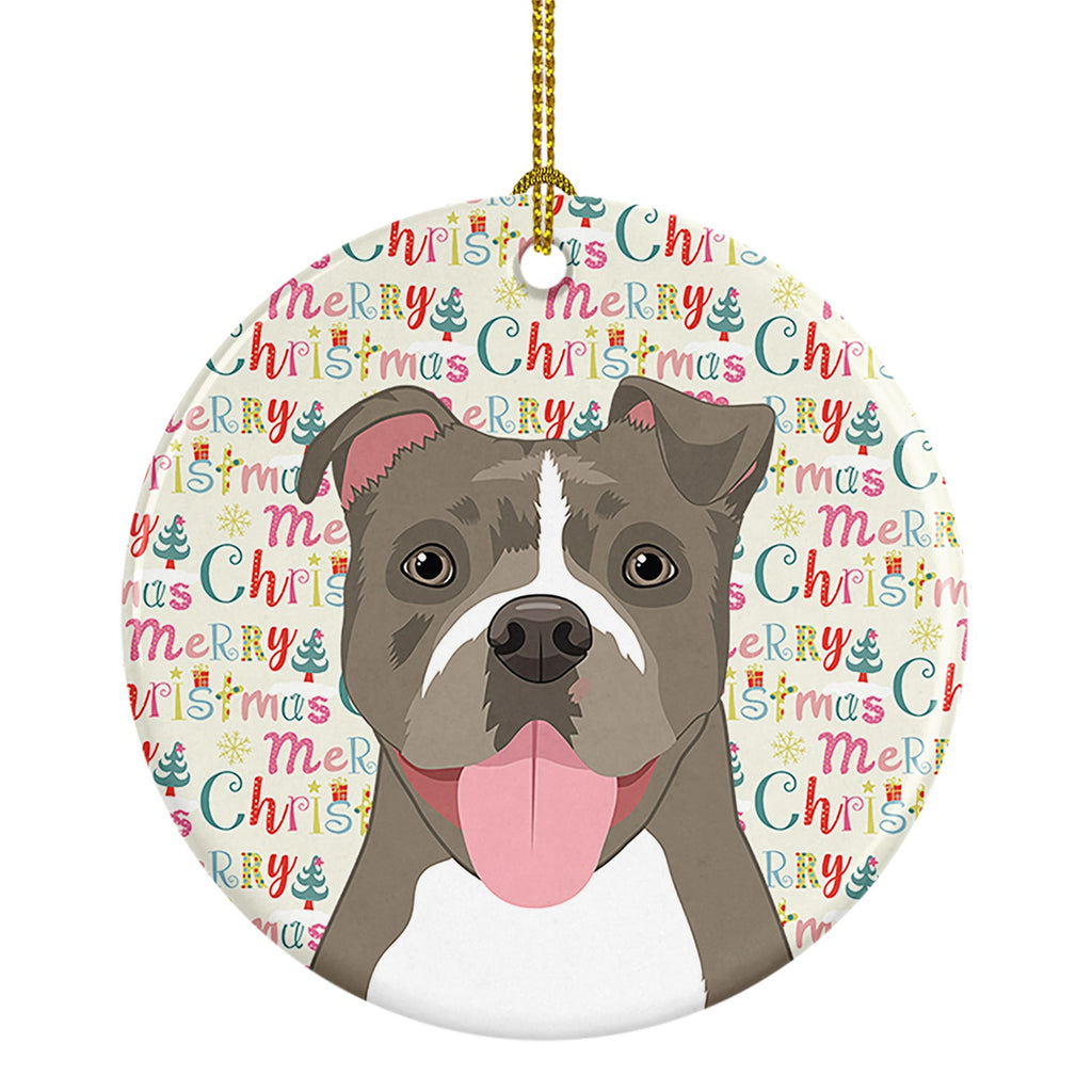 Pit Bull Blue #2 Christmas Ceramic Ornament