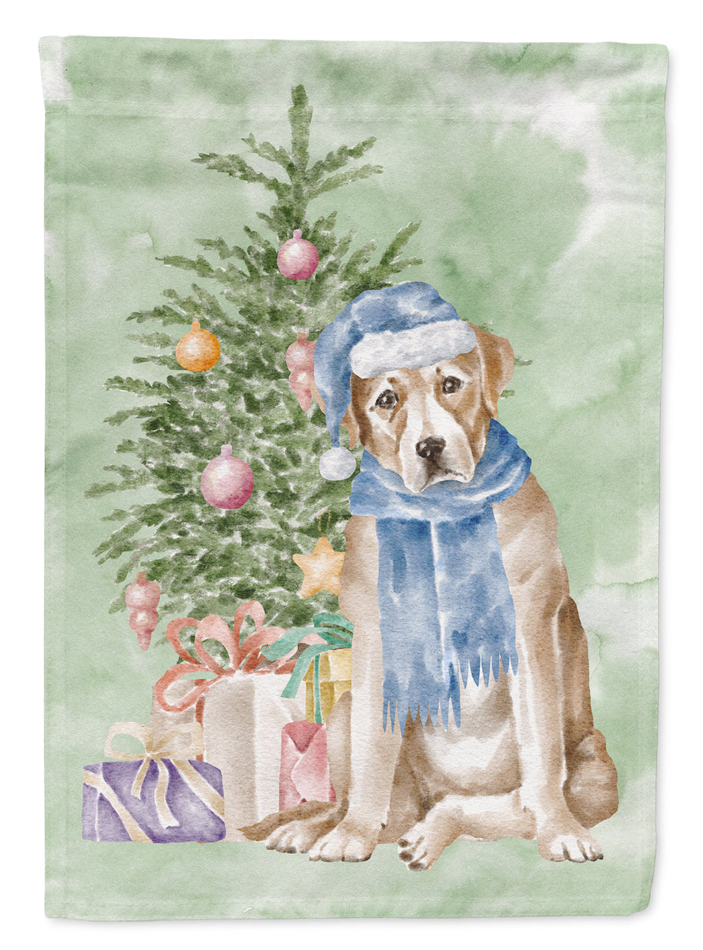 Labrador Retriever Yellow Christmas Presents and Tree Garden Flag