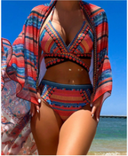 2023 New Sexy Three-Piece Bikini Set with Shawl