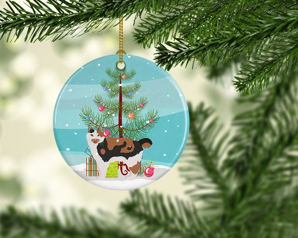 Cymric Cat Christmas Ceramic Ornament