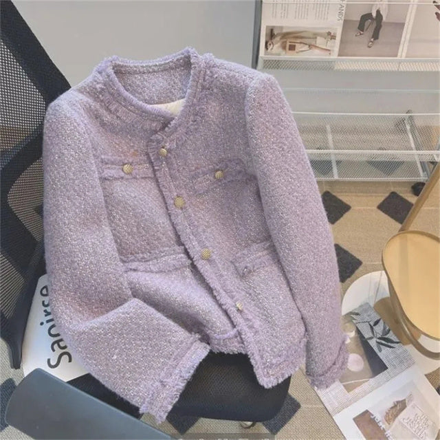 Popular Blue Fragrance Women's Tweed Jacket (Spring/Autumn)