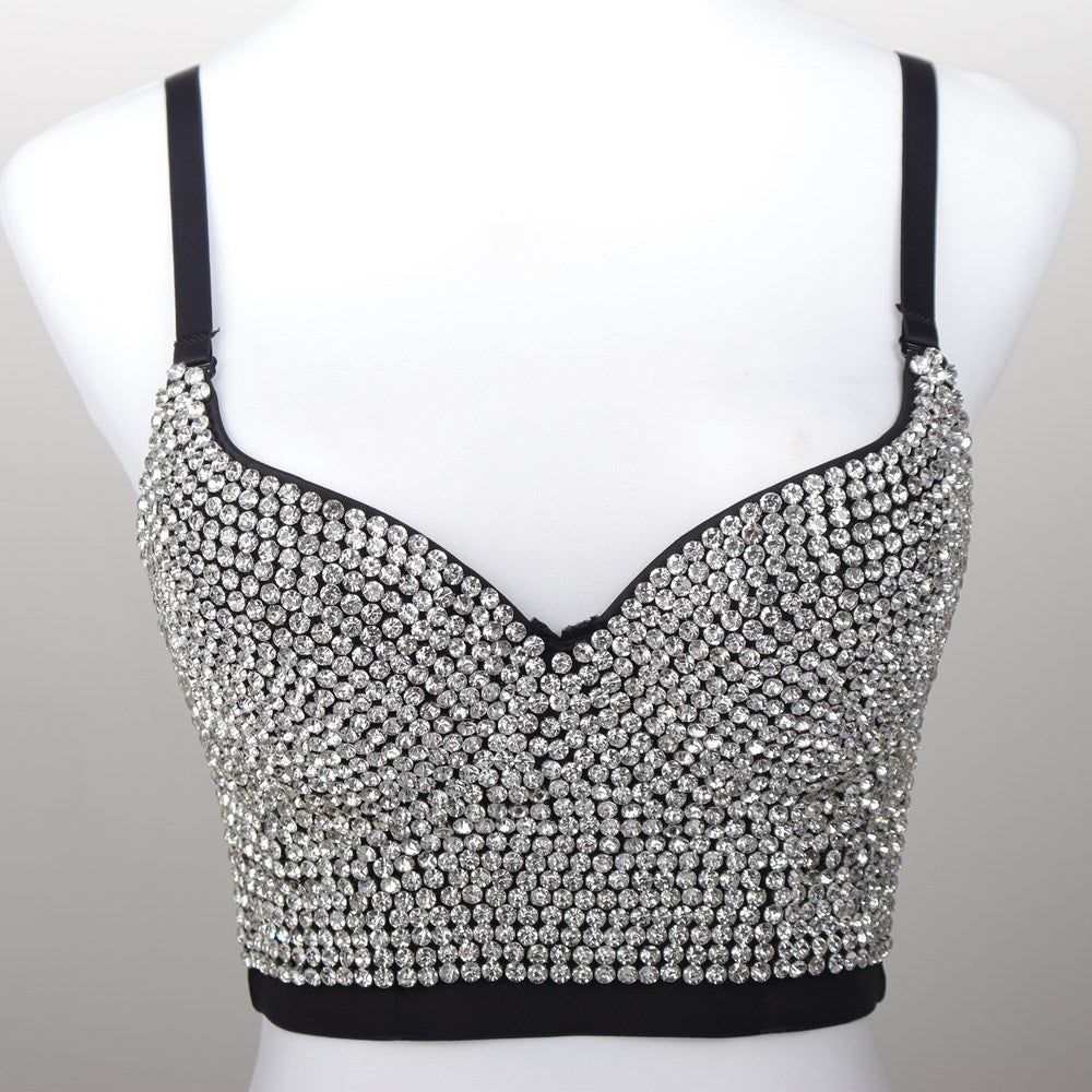 Rhinestone Crop Top Women Night Club Corset Streetwear