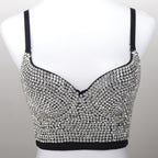 Rhinestone Crop Top Women Night Club Corset Streetwear