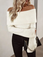 European And American One-neck Slim Fit Fashion Knitted Long Sleeve Women's Sweater